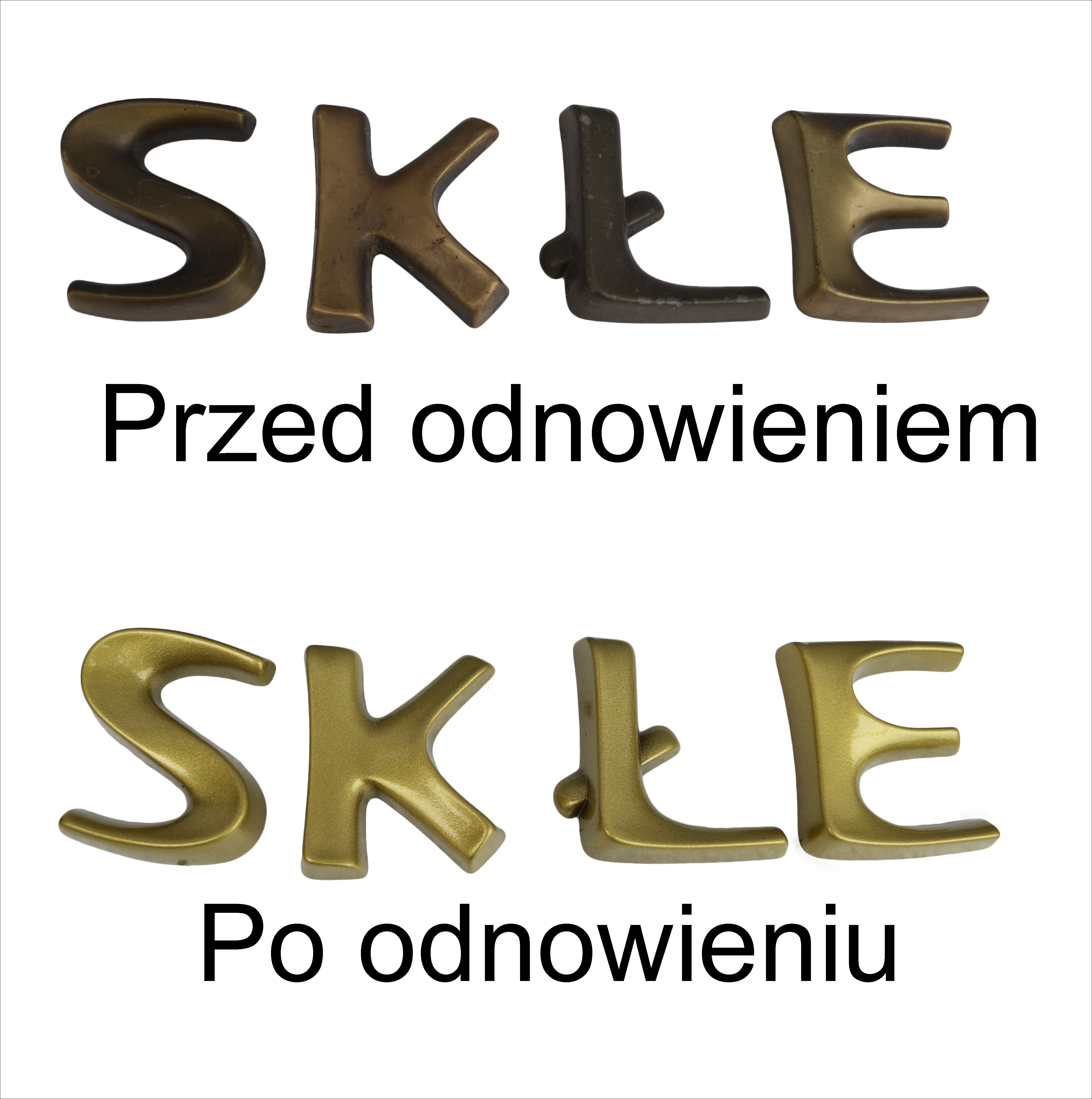 Odnawianie liter metalowych, mosiężnych Polskich i Włoskich